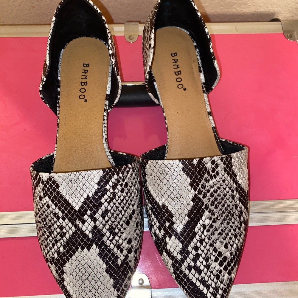 Snake print flats